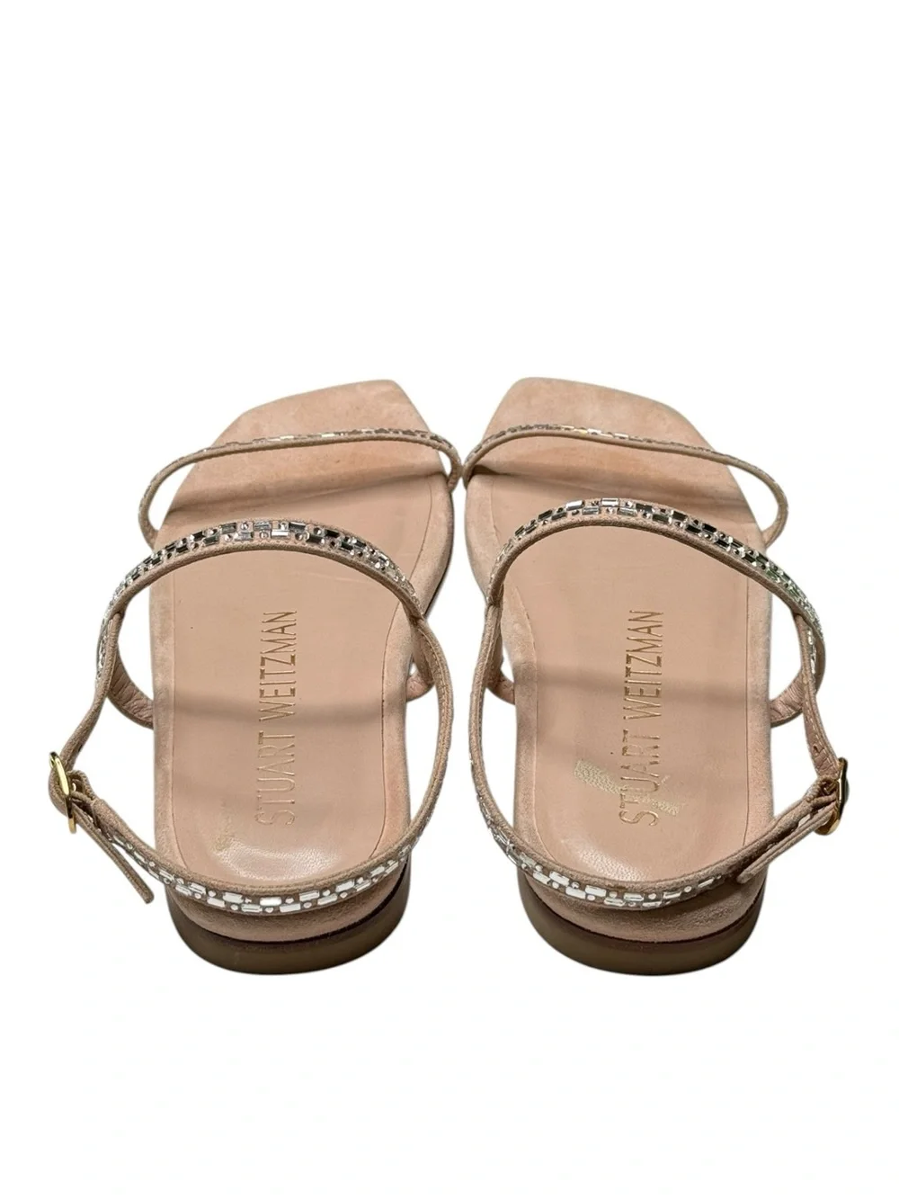 Stuart Weitzman ☀︎︎ Samarra Embellished Suede Strappy Flat Sandals ☀︎︎ Pink 7M